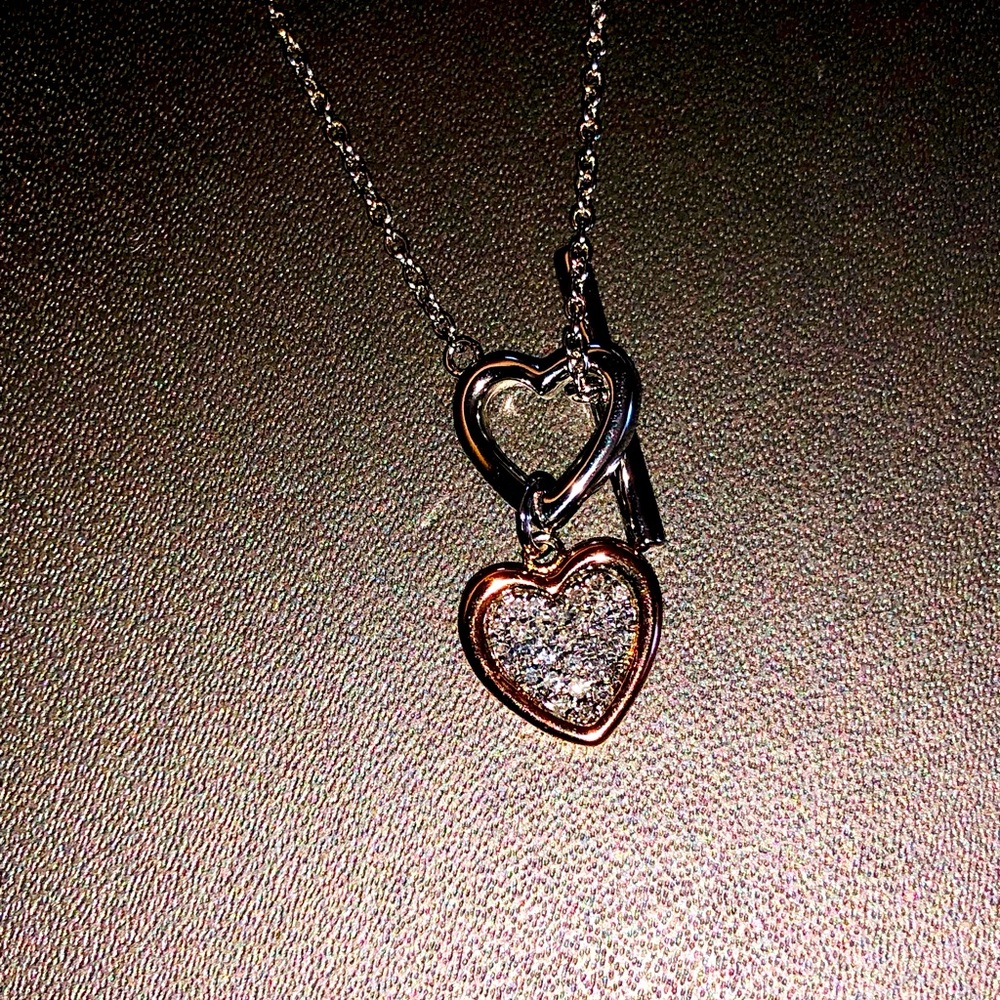 Beautiful real diamond two way necklace I love you valentines anniversary gift